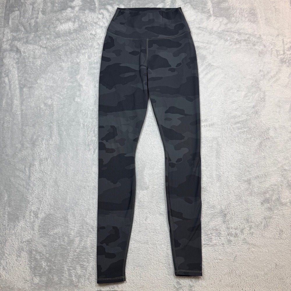 Alo High Waist Vapor Leggings Women XS Black Gray Camo